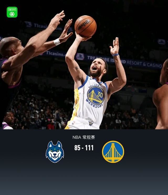 勇士111-85送森林狼5连败，库里26+7，爱德华兹32分11板8失误